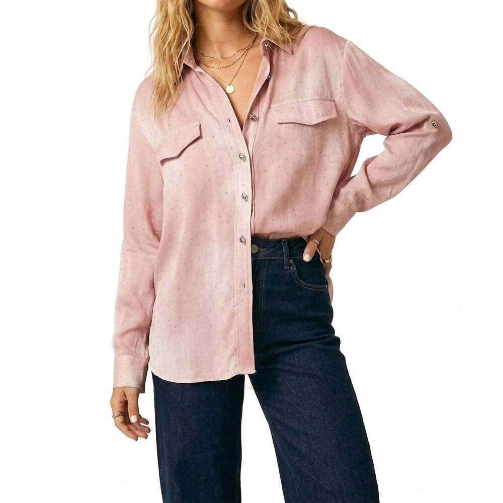 NEW Q2 chiffon shirt with strass details in pink